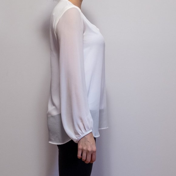 Zara white long sleeve sheer top - Picture 3 of 3